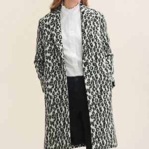 Maison Cinqcent 500 Jacket Leopard Print Winter Coat Black White Womens Medium